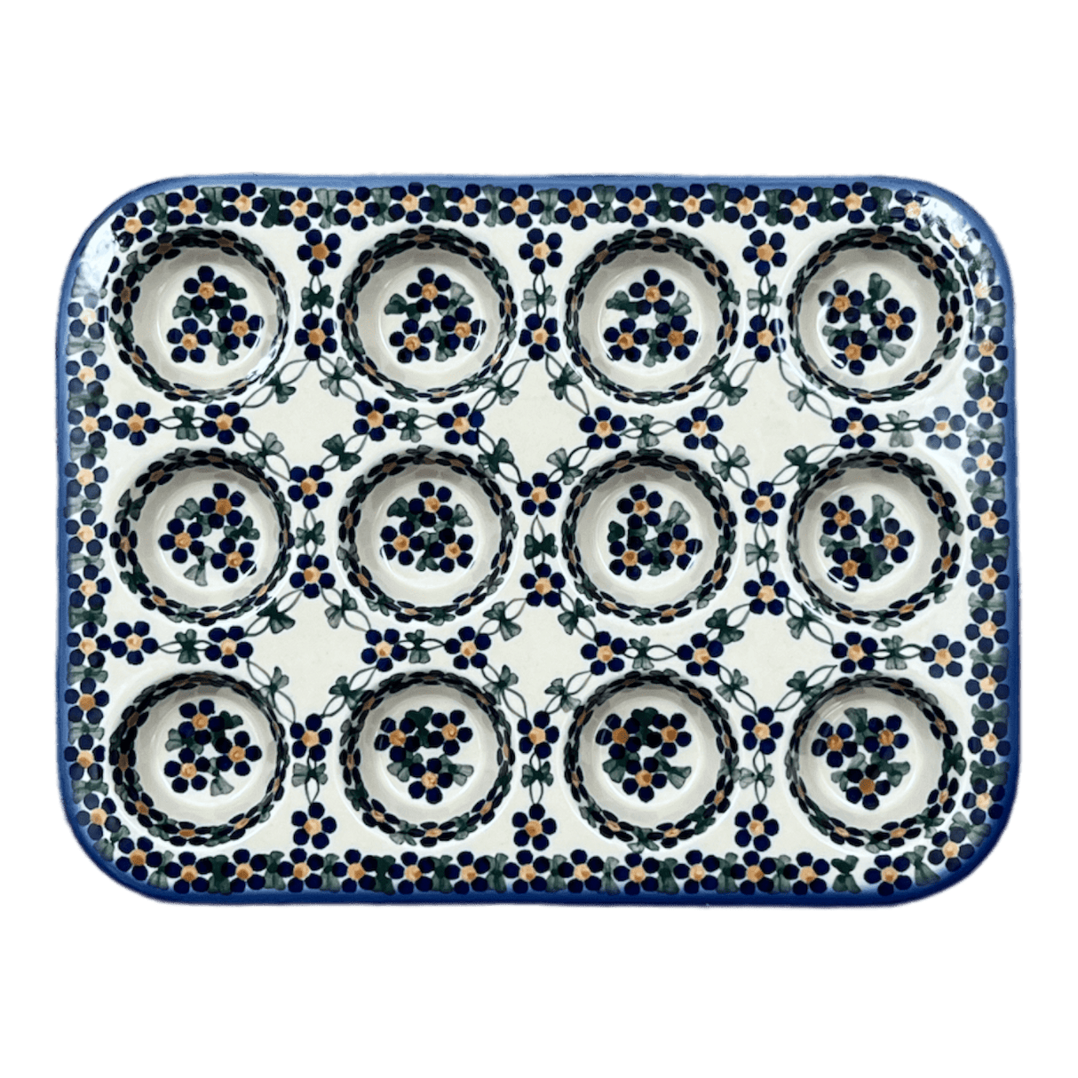 Muffin Pan, 12 Cup Mini in "Blue Lattice" by Andy | NDA169-6