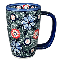 A picture of a Polish Pottery 16 oz. Café Mug (Floral Fairway) | NDA40-42 as shown at PolishPotteryOutlet.com/products/16-oz-cafe-mug-floral-fairway-nda40-42