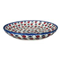 A picture of a Polish Pottery 12.5" Shallow Bowl/Baker (Lovely Ladybugs) | NDA199-18 as shown at PolishPotteryOutlet.com/products/12-5-shallow-bowl-baker-lovely-ladybugs-nda199-18