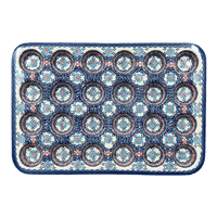 A picture of a Polish Pottery 24 Cup Mini Muffin Pan (Daisy Waves) | NDA168-3 as shown at PolishPotteryOutlet.com/products/24-cup-mini-muffin-pan-daisy-waves-nda168-3