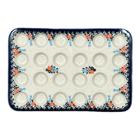 A picture of a Polish Pottery 24 Cup Mini Muffin Pan (Fall Wildflowers) | NDA168-23 as shown at PolishPotteryOutlet.com/products/24-cup-mini-muffin-pan-fall-wildflowers-nda168-23