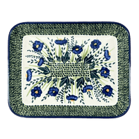 A picture of a Polish Pottery 8"x10" Rectangular Baker (Bouncing Blue Blossoms) | P103U-IM03 as shown at PolishPotteryOutlet.com/products/8-x-10-rectangular-baker-bouncing-blue-blossoms-p103u-im03