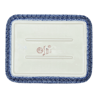 A picture of a Polish Pottery 8"x10" Rectangular Baker (Duet in Blue) | P103S-SB01 as shown at PolishPotteryOutlet.com/products/8-x-10-rectangular-baker-duet-in-blue-p103s-sb01