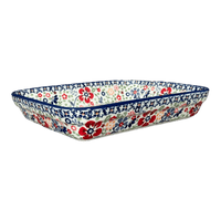A picture of a Polish Pottery 8"x10" Rectangular Baker (Full Bloom) | P103S-EO34 as shown at PolishPotteryOutlet.com/products/8-x-10-rectangular-baker-full-bloom-p103s-eo34