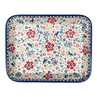 A picture of a Polish Pottery 8"x10" Rectangular Baker (Full Bloom) | P103S-EO34 as shown at PolishPotteryOutlet.com/products/8-x-10-rectangular-baker-full-bloom-p103s-eo34