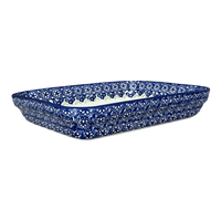 A picture of a Polish Pottery 8"x10" Rectangular Baker (Floral Fantasy) | P103S-P260 as shown at PolishPotteryOutlet.com/products/8-x-10-rectangular-baker-floral-fantasy-p103s-p260
