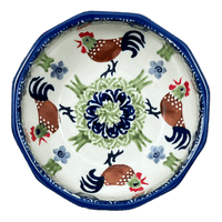 A picture of a Polish Pottery Multangular Bowl (Chicken Dance) | M058U-P320 as shown at PolishPotteryOutlet.com/products/5-round-multiangular-bowl-chicken-dance-m058u-p320