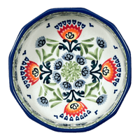 A picture of a Polish Pottery Multangular Bowl (Floral Fans) | M058S-P314 as shown at PolishPotteryOutlet.com/products/multiangular-bowl-floral-fans-m058s-p314