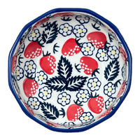 A picture of a Polish Pottery Multangular Bowl (Strawberry Fields) | M058U-AS59 as shown at PolishPotteryOutlet.com/products/5-round-multiangular-bowl-strawberry-fields-m058u-as59
