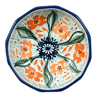 A picture of a Polish Pottery Multangular Bowl (Sun-Kissed Garden) | M058S-GM15 as shown at PolishPotteryOutlet.com/products/5-round-multiangular-bowl-sun-kissed-garden-m058s-gm15
