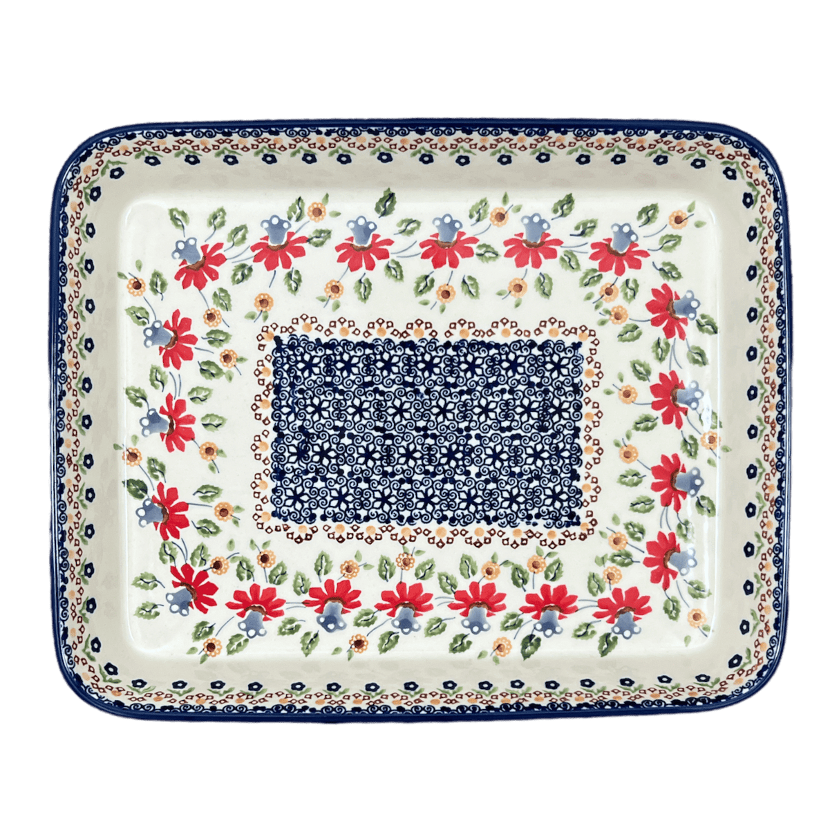 Baker, Rectangular, Shallow 10" x 13" in "Mediterranean Blossoms" by Manufaktura | P105S-P274