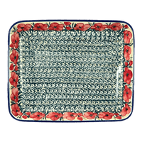A picture of a Polish Pottery 10" x 13" Rectangular Baker (Poppies in Bloom) | P105S-JZ34 as shown at PolishPotteryOutlet.com/products/10-x-13-rectangular-baker-poppies-in-bloom-p105s-jz34