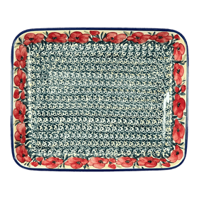 Polish Pottery 10" x 13" Rectangular Baker (Poppies in Bloom) | P105S-JZ34 Additional Image at PolishPotteryOutlet.com