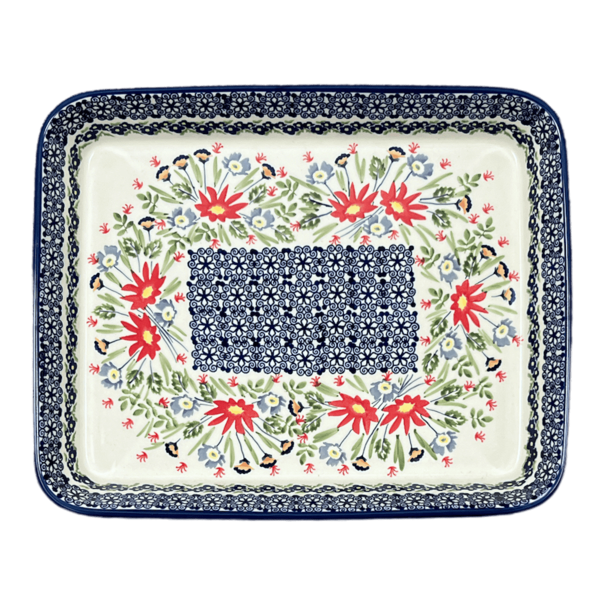 Baker, Rectangular, Shallow 10" x 13" in "Floral Fantasy" by Manufaktura | P105S-P260