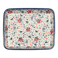 A picture of a Polish Pottery 10" x 13" Rectangular Baker (Full Bloom) | P105S-EO34 as shown at PolishPotteryOutlet.com/products/10-x-13-rectangular-baker-full-bloom-p105s-eo34
