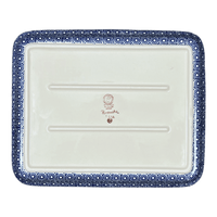 A picture of a Polish Pottery 10" x 13" Rectangular Baker (Duet in Blue) | P105S-SB01 as shown at PolishPotteryOutlet.com/products/10-x-13-rectangular-baker-duet-in-blue-p105s-sb01