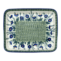 A picture of a Polish Pottery 10" x 13" Rectangular Baker (Bouncing Blue Blossoms) | P105U-IM03 as shown at PolishPotteryOutlet.com/products/10-x-13-rectangular-baker-bouncing-blue-blossoms-p105u-im03
