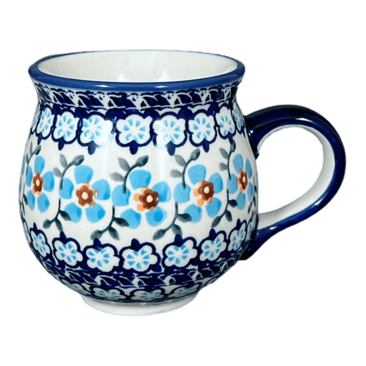 Mug, Belly Mug, 10oz Medium in "Sky Blue Border" by Manufaktura | K090U-MS04