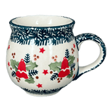 Mug, Belly Mug, 10oz Medium in "Evergreen Bells" by Manufaktura | K090U-PZDG