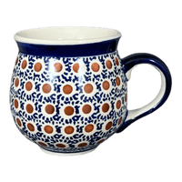 A picture of a Polish Pottery Medium Belly Mug (Chocolate Drop) | K090T-55 as shown at PolishPotteryOutlet.com/products/medium-belly-mug-chocolate-drop-k090t-55