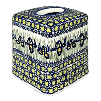 A picture of a Polish Pottery Tissue Box Cover (Iris) | O003S-BAM as shown at PolishPotteryOutlet.com/products/tissue-box-cover-iris-o003s-bam