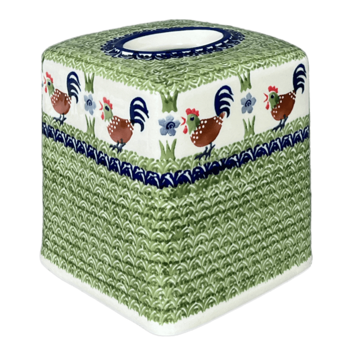 Tissue Box Cover, 6" x 6" in "Chicken Dance" by Manufaktura | O003U-P320