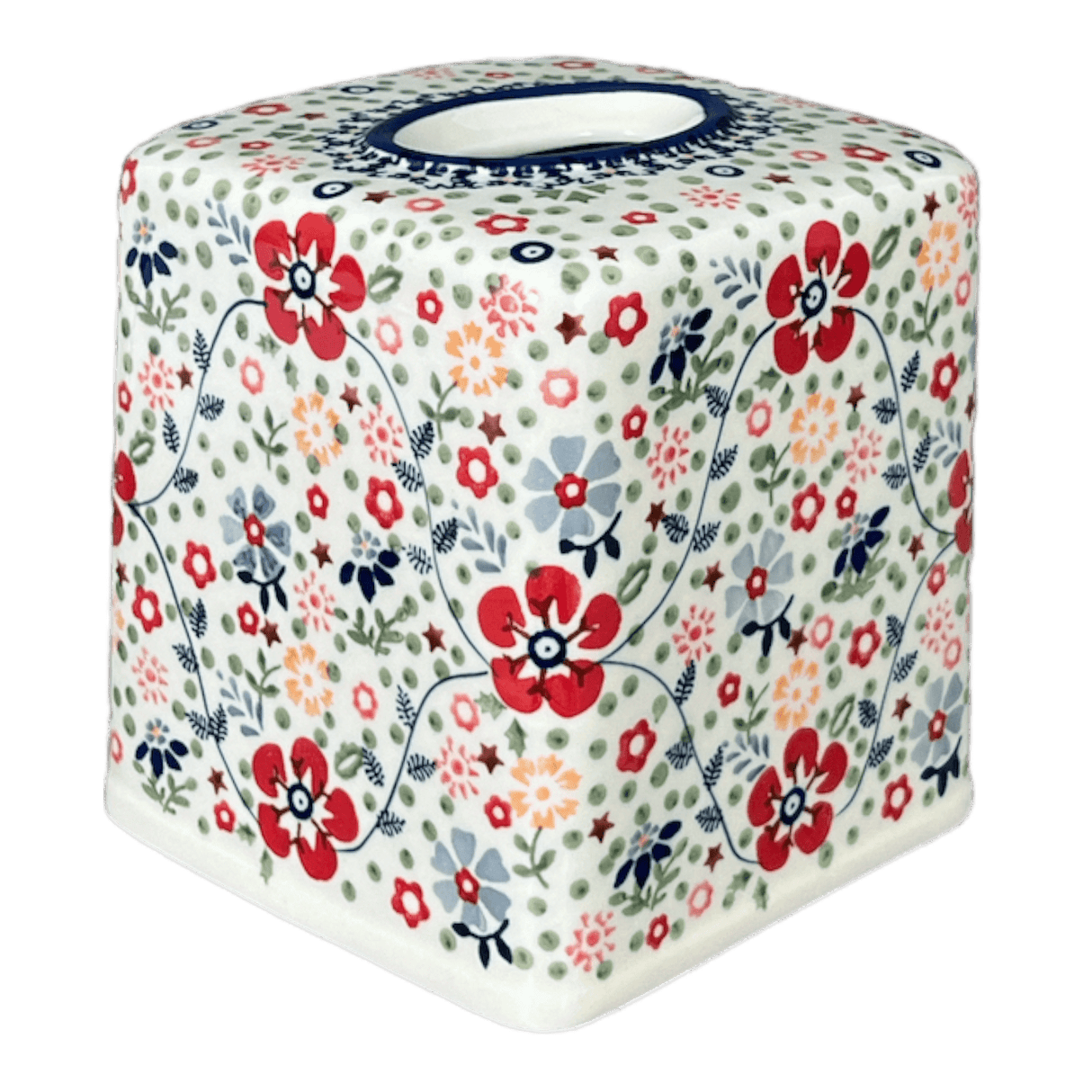 Tissue Box Cover, 6" x 6" in "Full Bloom" by Manufaktura | O003S-EO34