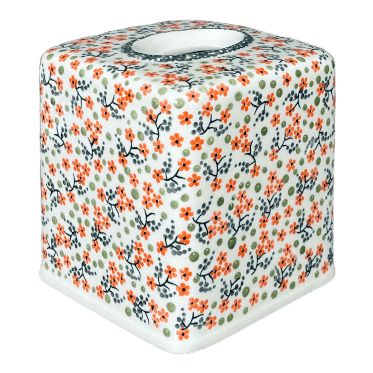 Tissue Box Cover, 6" x 6" in "Peach Blossoms" by Manufaktura | O003S-AS46