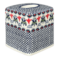 A picture of a Polish Pottery Tissue Box Cover (Scandinavian Scarlet) | O003U-P295 as shown at PolishPotteryOutlet.com/products/tissue-box-cover-scandinavian-scarlet-o003u-p295