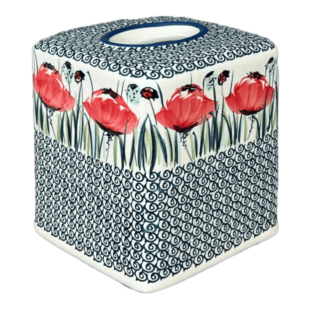 Tissue Box Cover, 6" x 6" in "Poppy Paradise" by Manufaktura | O003S-PD01