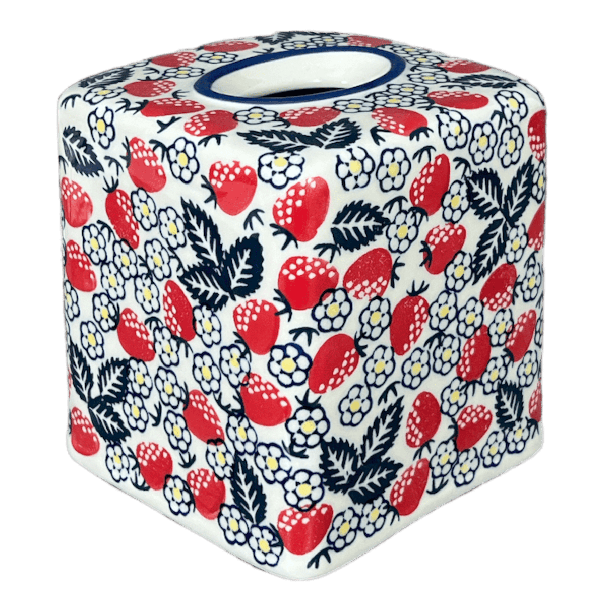 Tissue Box Cover, 6" x 6" in "Strawberry Fields" by Manufaktura | O003U-AS59