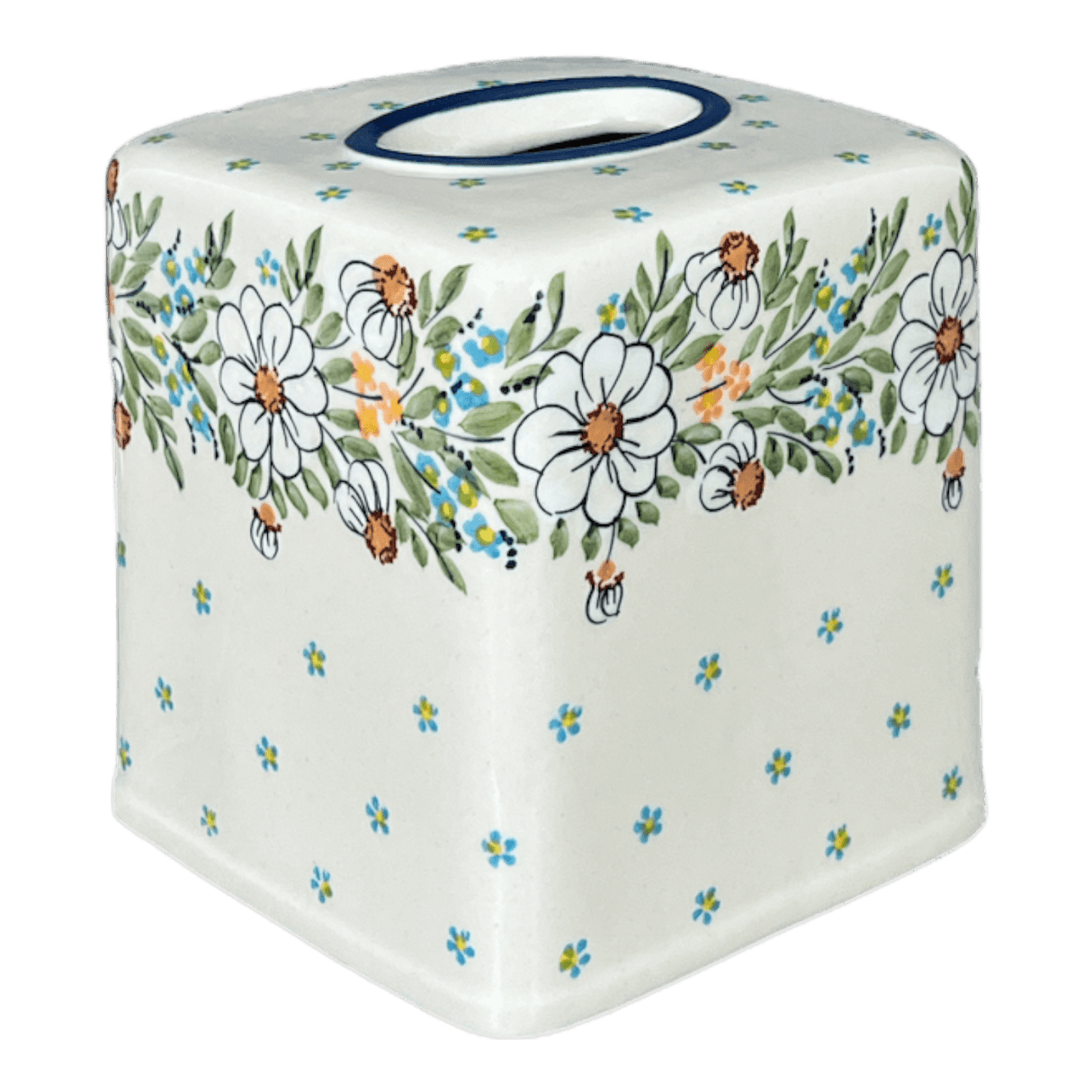 Tissue Box Cover, 6" x 6" in "Daisy Bouquet" by Manufaktura | O003S-TAB3