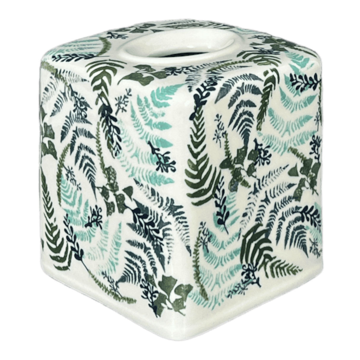 Tissue Box Cover, 6" x 6" in "Scattered Ferns" by Manufaktura | O003S-GZ39