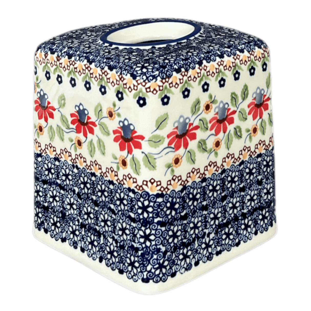 Tissue Box Cover, 6" x 6" in "Mediterranean Blossoms" by Manufaktura | O003S-P274