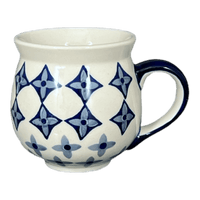 A picture of a Polish Pottery Medium Belly Mug (Field of Diamonds) | K090T-ZP04 as shown at PolishPotteryOutlet.com/products/medium-belly-mug-field-of-diamonds-k090t-zp04