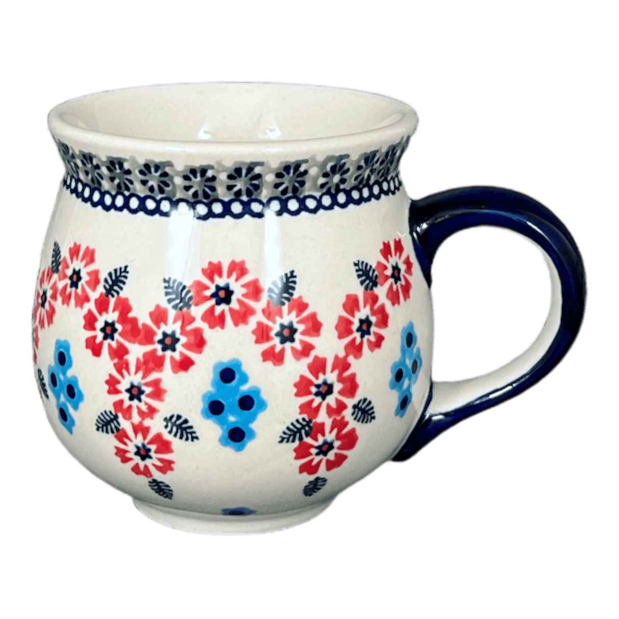 Mug, Belly Mug, 10oz Medium in "Floral Symmetry" by Manufaktura | K090T-DH18