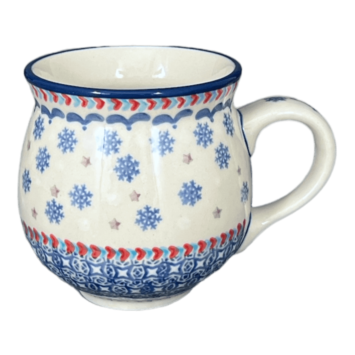 Mug, Belly Mug, 10 oz Medium in "Snowflake Love" by Manufaktura | K090U-PS01