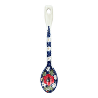 A picture of a Polish Pottery Stirring Spoon (Poppies & Posies) | L008S-IM02 as shown at PolishPotteryOutlet.com/products/12-large-stirring-spoon-poppies-posies-l008s-im02