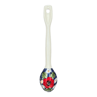 A picture of a Polish Pottery Stirring Spoon (Poppies & Posies) | L008S-IM02 as shown at PolishPotteryOutlet.com/products/12-large-stirring-spoon-poppies-posies-l008s-im02