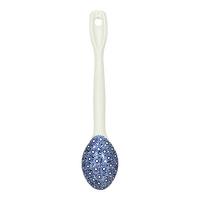 A picture of a Polish Pottery Stirring Spoon (Ruby Duet) | L008S-DPLC as shown at PolishPotteryOutlet.com/products/12-large-stirring-spoon-ruby-duet-l008s-dplc