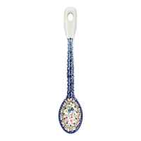 A picture of a Polish Pottery Stirring Spoon (Wildflower Delight) | L008S-P273 as shown at PolishPotteryOutlet.com/products/12-large-stirring-spoon-wildflower-delight-l008s-p273