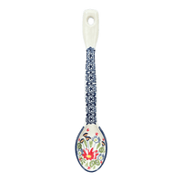 A picture of a Polish Pottery Stirring Spoon (Floral Fantasy) | L008S-P260 as shown at PolishPotteryOutlet.com/products/12-large-stirring-spoon-floral-fantasy-l008s-p260
