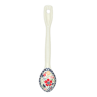 A picture of a Polish Pottery Stirring Spoon (Full Bloom) | L008S-EO34 as shown at PolishPotteryOutlet.com/products/12-large-stirring-spoon-full-bloom-l008s-eo34