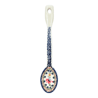 A picture of a Polish Pottery Stirring Spoon (Mediterranean Blossoms) | L008S-P274 as shown at PolishPotteryOutlet.com/products/12-large-stirring-spoon-mediterranean-blossoms-l008s-p274
