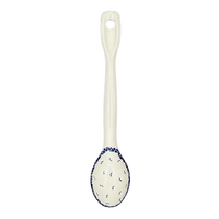 A picture of a Polish Pottery Stirring Spoon (Brilliant Garden) | L008S-DPLW as shown at PolishPotteryOutlet.com/products/12-large-stirring-spoon-brilliant-garden-l008s-dplw