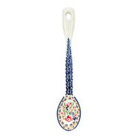 A picture of a Polish Pottery Stirring Spoon (Poppy Persuasion) | L008S-P265 as shown at PolishPotteryOutlet.com/products/12-large-stirring-spoon-poppy-persuasion-l008s-p265