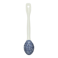 A picture of a Polish Pottery Stirring Spoon (Poppy Persuasion) | L008S-P265 as shown at PolishPotteryOutlet.com/products/12-large-stirring-spoon-poppy-persuasion-l008s-p265