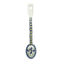 A picture of a Polish Pottery Stirring Spoon (Iris) | L008S-BAM as shown at PolishPotteryOutlet.com/products/12-large-stirring-spoon-iris-l008s-bam