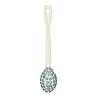 A picture of a Polish Pottery Stirring Spoon (Pine Forest) | L008S-PS29 as shown at PolishPotteryOutlet.com/products/12-large-stirring-spoon-pine-forest-l008s-ps29