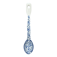 A picture of a Polish Pottery Stirring Spoon (English Blue) | L008U-AS53 as shown at PolishPotteryOutlet.com/products/12-large-stirring-spoon-english-blue-l008u-as53